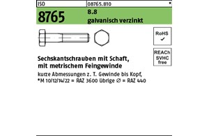 ISO 8765 8.8 galvanisch verzinkt Sechskantschrauben mit Schaft, mit metrischem F