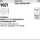DIN 9021 Stahl 140/100 HV Scheiben, Außen Ø ~3 x Schrauben Ø, Produktklasse A/C