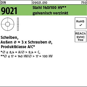 DIN 9021 Stahl 3,2 galv. verzinkt gal Zn S