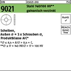 DIN 9021 Stahl 140/100 HV galvanisch verzinkt Scheiben, Außen Ø ~3 x Schrauben Ø
