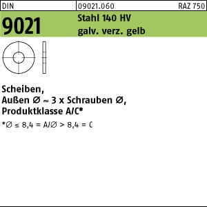 DIN 9021 Stahl 140 HV 3,2 galv. verzinkt gelb chrom. gal ZnC S