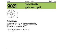 DIN 9021 Stahl 140 HV galv. verz. gelb Scheiben, Außen Ø ~3 x Schrauben Ø, Produ
