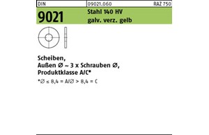 DIN 9021 Stahl 140 HV galv. verz. gelb Scheiben, Außen Ø ~3 x Schrauben Ø, Produ