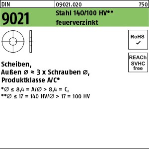 DIN 9021 Stahl 6,4 feuerverzinkt tZn S