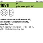 ISO 10511 04 galv. verz. gelb A3C Sechskantmuttern mit Klemmteil, mit nichtmetal