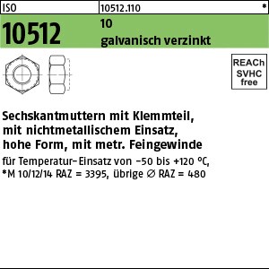 ISO 10512 10 M 10 x 1 galv. verzinkt gal Zn S