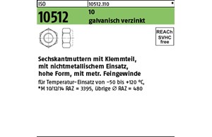 ISO 10512 10 galvanisch verzinkt Sechskantmuttern mit Klemmteil, mit nichtmet. E