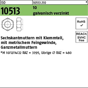 ISO 10513 10 M 14 x 1,5 galv. verzinkt gal Zn S