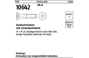 ISO 10642 08.8 Senkschrauben mit Innensechskant 