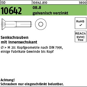 ISO 10642 08.8 M 5 x 80 galv. verzinkt gal Zn S