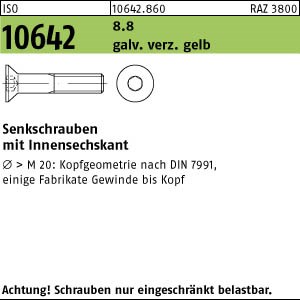 ISO 10642 08.8 M 4 x 10 galv. verzinkt gelb chrom. gal ZnC S