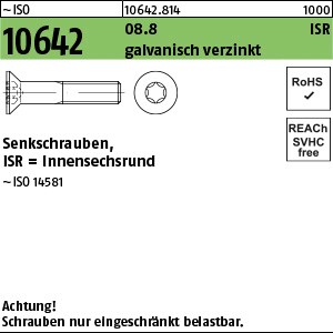 ISO 10642 08.8 M 4 x 10 -T galv. verzinkt gal Zn S