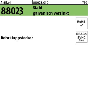 ART 88023 Rohrklappstecker Stahl 6 x 40 x 22 galv. verzinkt gal Zn S