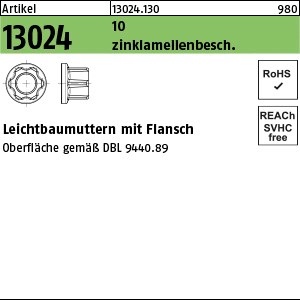 ART 13024 Leichtbaumutter 10 M 16 x 1,5 flZnnc-L flZn S