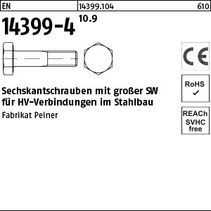 EN 14399 -4 10.9 M 12 x 30 Sechskantschrauben, K1, -P- S