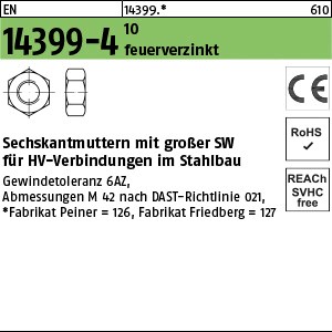 EN 14399 -4 10 Z M 12 Sechskantmutter, tZn, K1, -P- tZn S