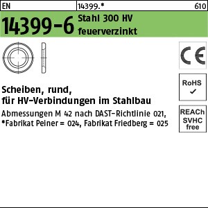 EN 14399 -6 Stahl 12 Scheiben -P-, tZn tZn S