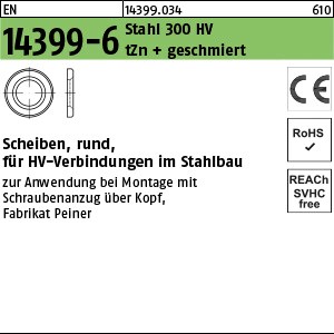 EN 14399 -6 Stahl 12 Scheiben tZn, geschmiert -P- tZn S