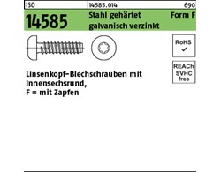 ISO 14585 Stahl, geh. Form F galvanisch verzinkt Flachkopf-Blechschrauben mit Za