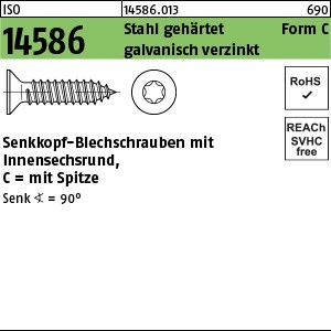 ISO 14586 Stahl 2,9 x 6,5 -C-T 10 galv. verzinkt gal Zn S
