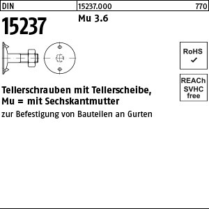 DIN 15237 3.6 M 6 x 20 Mutter + Tellerscheibe S