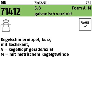 DIN 71412 5.8 AM 6 x 1 SW 7 galv. verzinkt, Sechskant gal Zn S