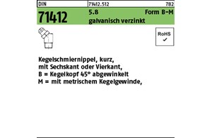 DIN 71412 5.8 Form B-M galvanisch verzinkt Kegelschmiernippel, kurz, mit Sechska