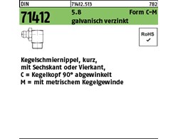 DIN 71412 5.8 Form C-M galvanisch verzinkt Kegelschmiernippel, kurz, mit Sechska