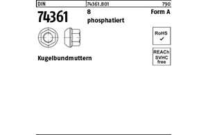 DIN 74361 8 Form A phosphatiert Kugelbundmuttern 