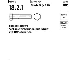 ASME B 18.2.1 Grade 5 (~8.8) UNC Hex cap screws, Sechskantschrauben mit Schaft, 