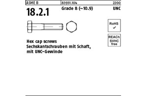 ASME B 18.2.1 Grade 8 (~10.9) UNC Hex cap screws, Sechskantschrauben mit Schaft,