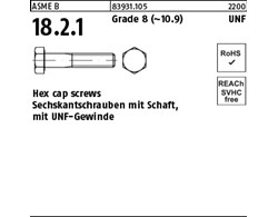 ASME B 18.2.1 Grade 8 (~10.9) UNF Hex cap screws, Sechskantschrauben mit Schaft,