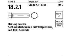 ASME B 18.2.1 Grade 5 (~8.8) UNC Hex cap screws, Sechskantschrauben mit Vollgew.
