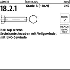 ASME B 18.2.1 Grade 8 (~10.9) UNC Hex cap screws, Sechskantschrauben mit Vollgew