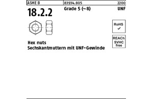 ASME B 18.2.2 Grade 5 (~8) UNF Hex cap screws, Sechskantmuttern mit mit UNF-Gewi