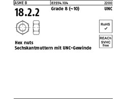 ASME B 18.2.2 Grade 8 (~10) UNC Hex cap screws, Sechskantmuttern mit mit UNC-Gew