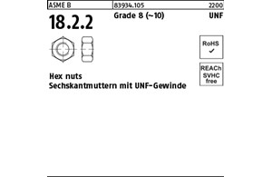 ASME B 18.2.2 Grade 8 (~10) UNF Hex cap screws, Sechskantmuttern mit mit UNF-Gew