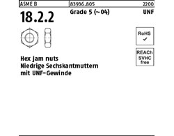 ASME B 18.2.2 Grade 5 (~04) UNF Hex jam nuts, Niedrige Sechskantmu. mit UNF-Gewi