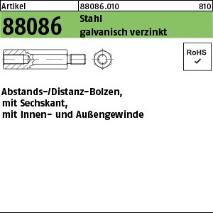 ART 88086 SK-Abst. Bolzen I/A St. gal Zn M 3 x 5 / 2,5 x 6 SW 5,5 gal Zn S