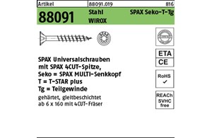 Artikel 88091 St. SPAX Seko-T-Tg Oberfläche WIROX SPAX Universalschrauben mit Sp