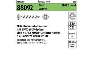 Artikel 88092 Stahl SPAX Liko-Z Oberfläche WIROX SPAX Universalschrauben mit Spi