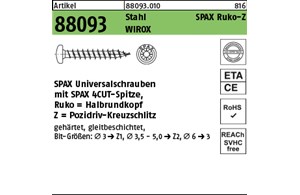 Artikel 88093 Stahl SPAX Ruko-Z Oberfläche WIROX SPAX Universalschrauben mit Spi