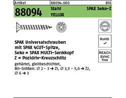 Artikel 88094 Stahl SPAX Seko-Z Oberfläche YELLOX SPAX Universalschrauben mit Sp