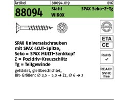 Artikel 88094 Stahl SPAX Seko-Z-Tg Oberfläche WIROX SPAX Universalschrauben mit 