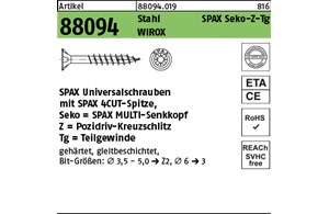 Artikel 88094 Stahl SPAX Seko-Z-Tg Oberfläche WIROX SPAX Universalschrauben mit 