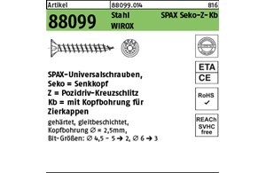Artikel 88099 St. SPAX Seko-Z-Kb Oberfläche WIROX SPAX-Universalschraube, Senkko