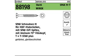 Artikel 88198 Stahl SPAX M-T Oberfläche WIROX SPAX Schrauben M für MDF-Materiali