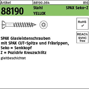 ART 88190 SPAX St. 3,5 x 40/23 -Z2 galv. verzinkt gelb YELLOX S