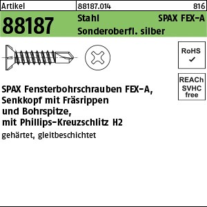 ART 88187 SPAX FEX-A St. 3,9 x 13 -H Sonderoberfläche silber gal Zn S