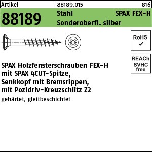 ART 88189 SPAX FEX-H St. 4 x 30 -Z Sonderoberfläche silber gal Zn S